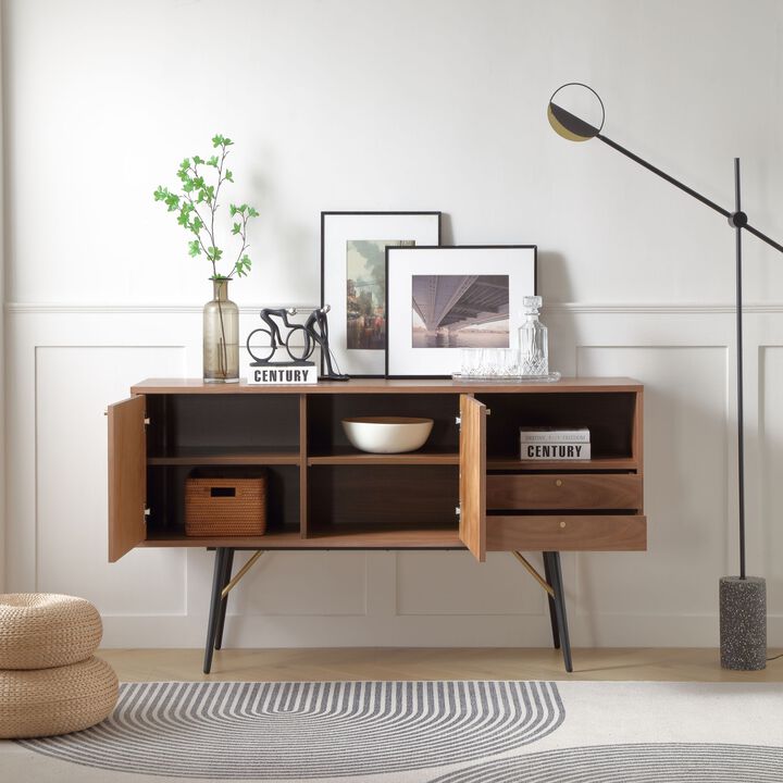 Modern Sideboard Buffet Cabinet with 2 Door and 2 Drawers Anti-Topple Design Large Countertop Stylish Storage Solution