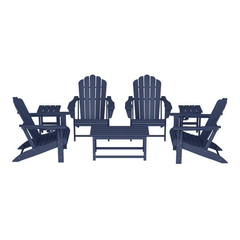 WestinTrends 7-Piece HDPE Outdoor Patio Furniture Adirondack Conversation Set