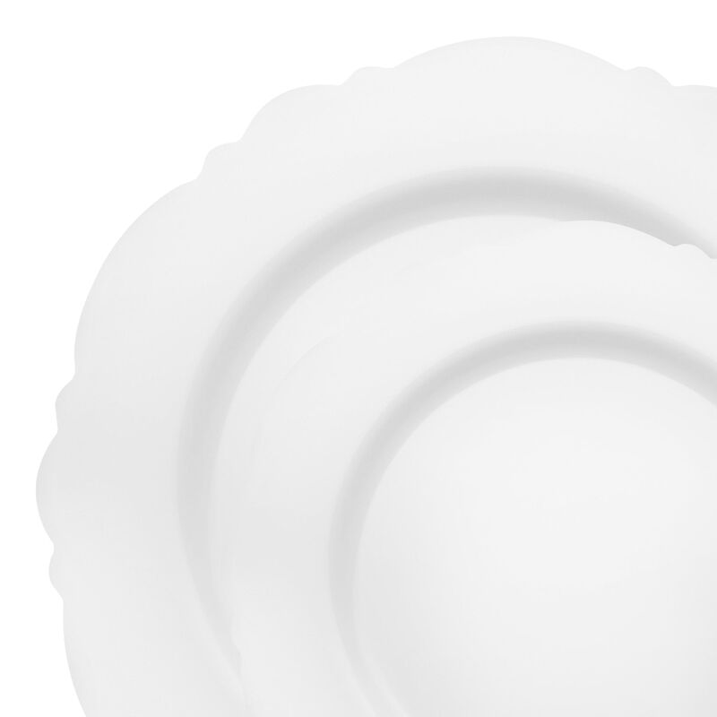 Solid White Round Blossom Plastic Dinnerware Value Set (40 Sets) image number 9