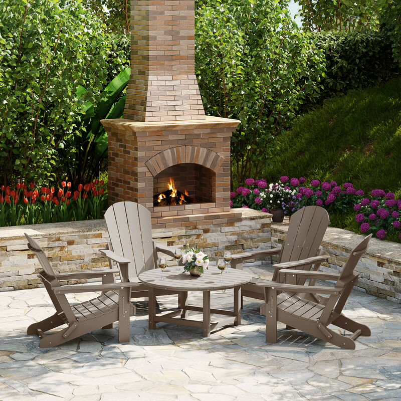 WestinTrends 5-Piece HDPE Folding Adirondack Chair Outdoor Patio Conversation Set image number 1