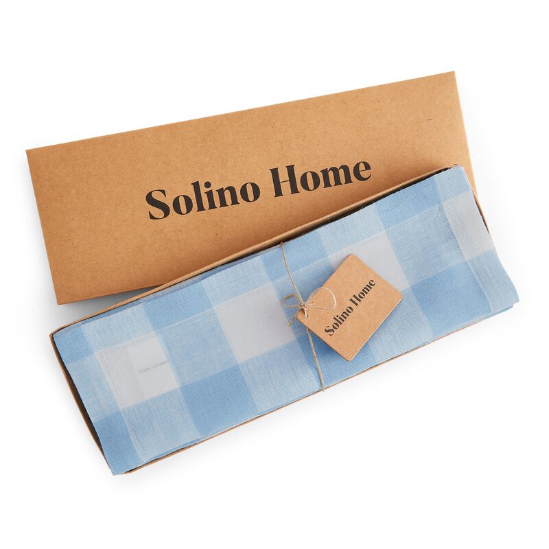 Solino Home Buffalo Check 100% Linen Placemats &ndash; Set of 4, 14 x 19 in, Machine Washable, Holiday and Everyday Dining