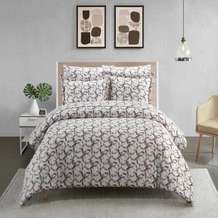 Chic Home Chrisley Duvet Cover Set Contemporary Watercolor Overlapping Rings Pattern Print Design Bed In A Bag Bedding - Sheets Pillowcases Pillow Sham Included - 5 Piece - Twin 68x90", Taupe