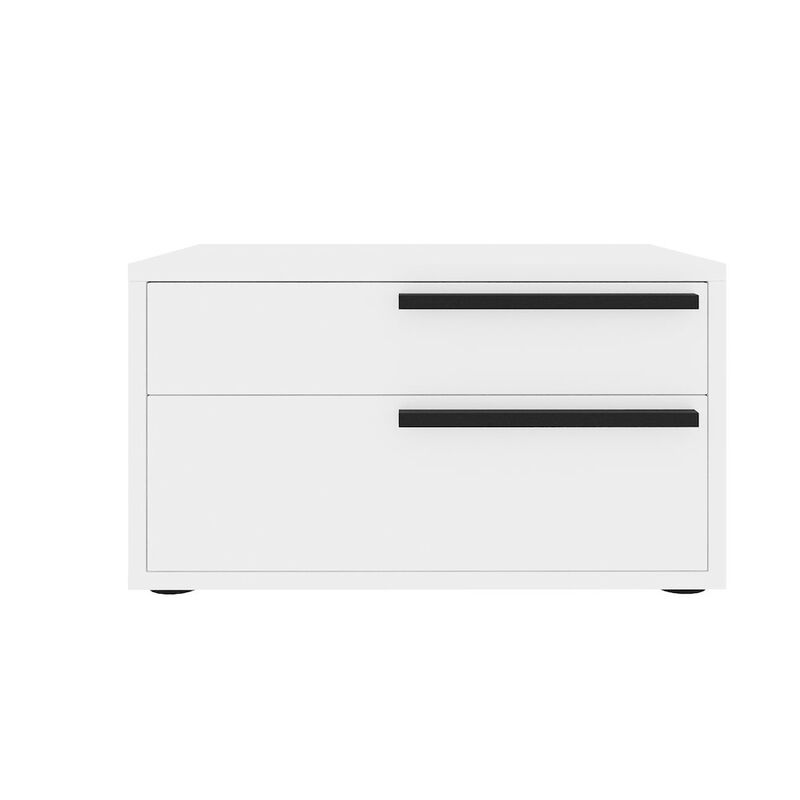 Casabianca Home Carter Right Nightstand In White High Gloss With Black Handle