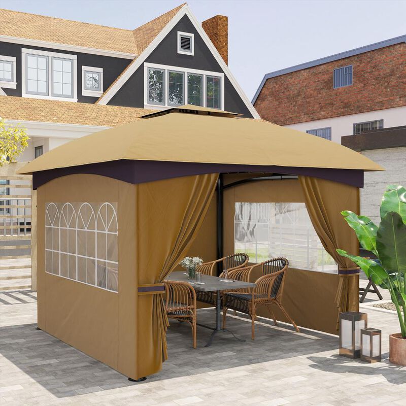 Hivvago 11x11 Double Tier Gazebo with Church Windows image number 7