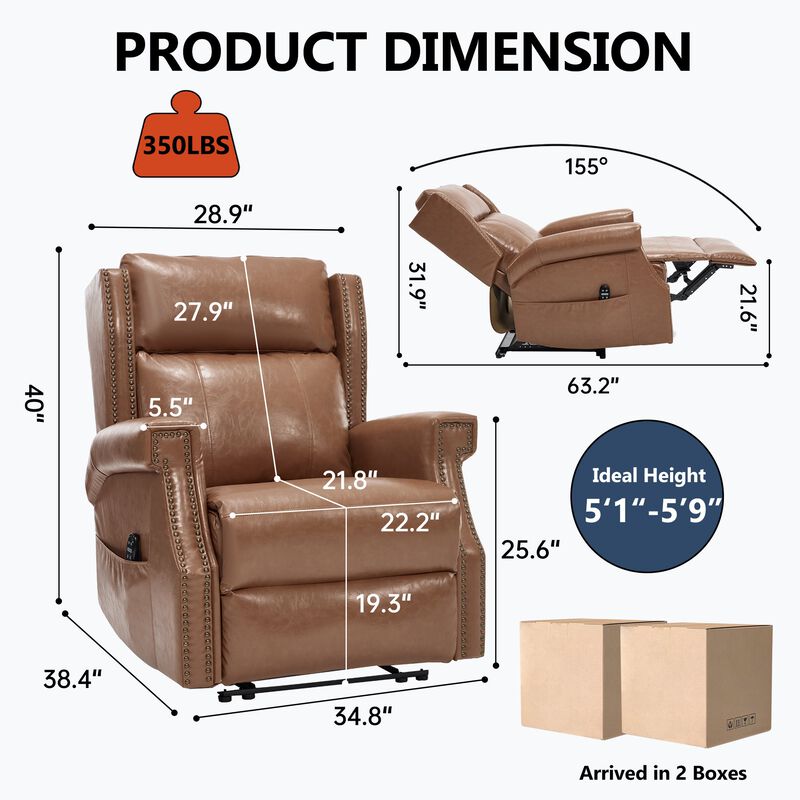 Manual Recliner Chair in Faux Leather for Living Room with Heavy Duty Motion Mechanism, 8 vibrating nodes and 3 massage modes image number 2