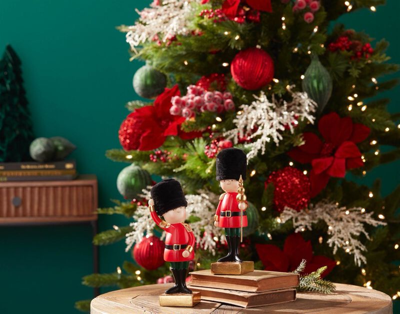 Set of 2 Nutcracker Soldier Figurines for Christmas Mantel, Shelf, or Table Decor