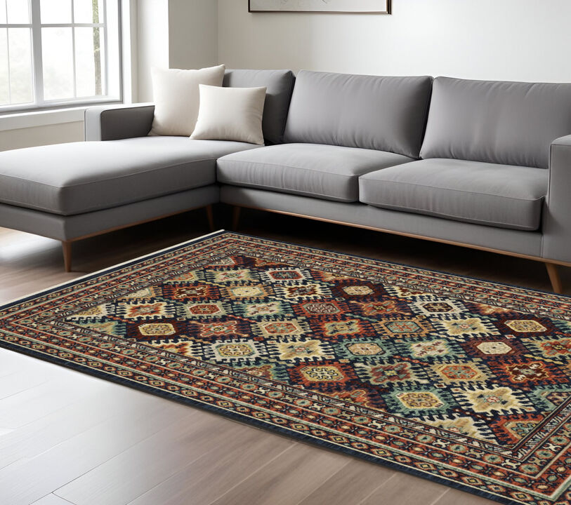 HomeRoots Oriental Area Rug With Fringe