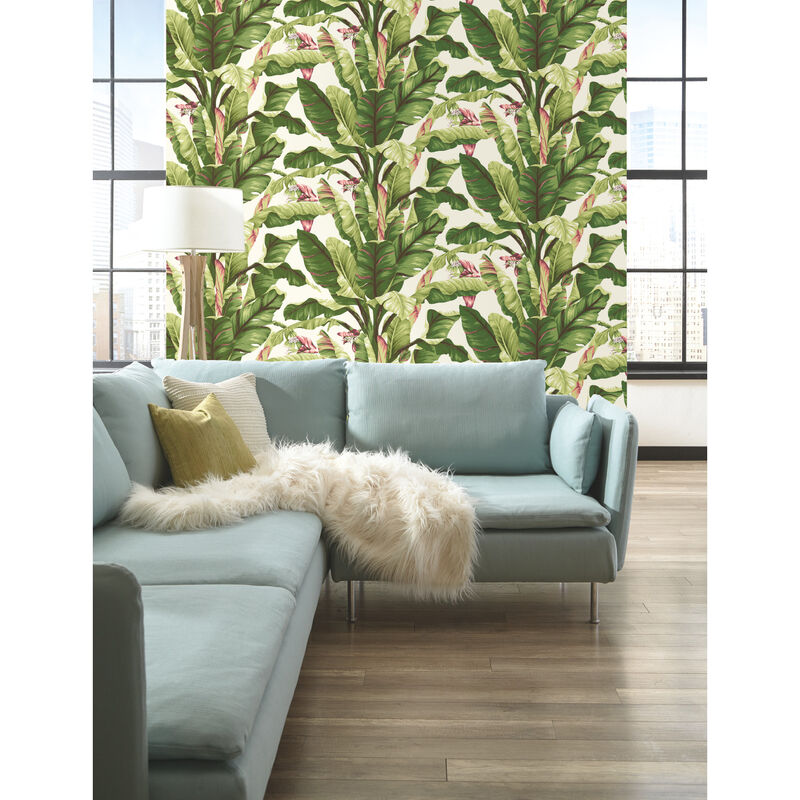 Banana Leaf Dark Brown & Pink Wallpaper image number 3