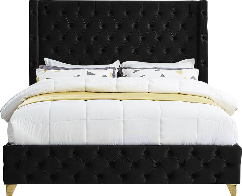 Meridian Furniture Savan Black Velvet King Bed image number 4