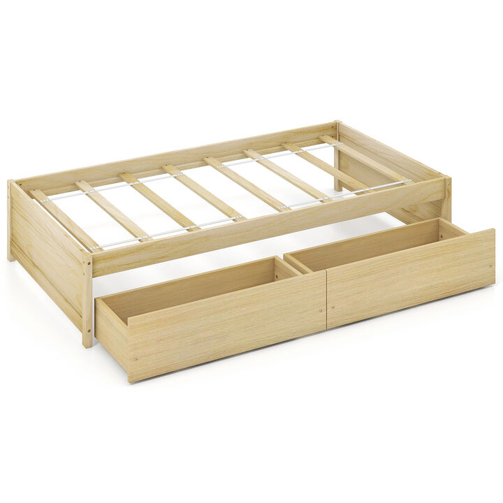 Captain Bed with 2 Drawers and Slats Support for Space-Saving Storage and Comfortable Sleep