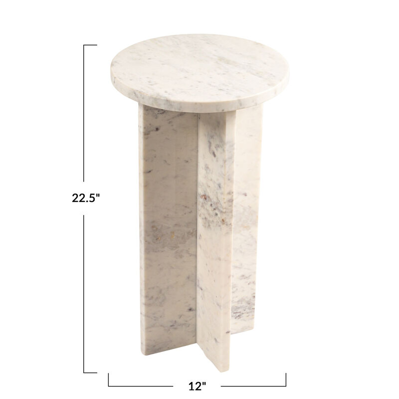 Round Mable Martini Accent Table with Interlocking Cross Base, White image number 2