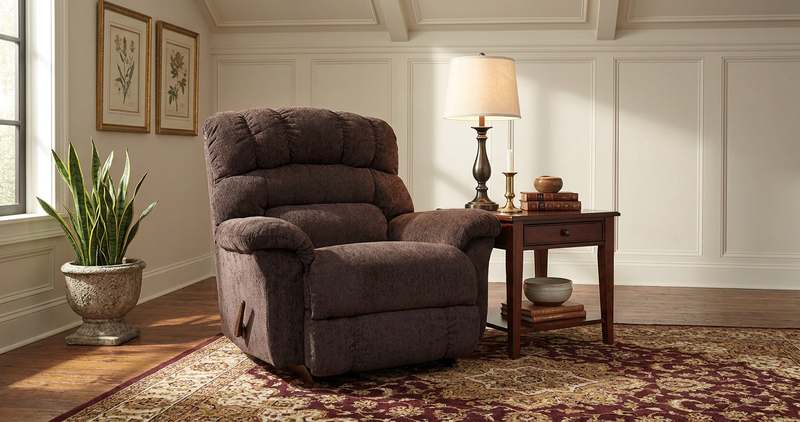 Randell Espresso Power Rocking Recliner with Headrest & Lumbar image number 1