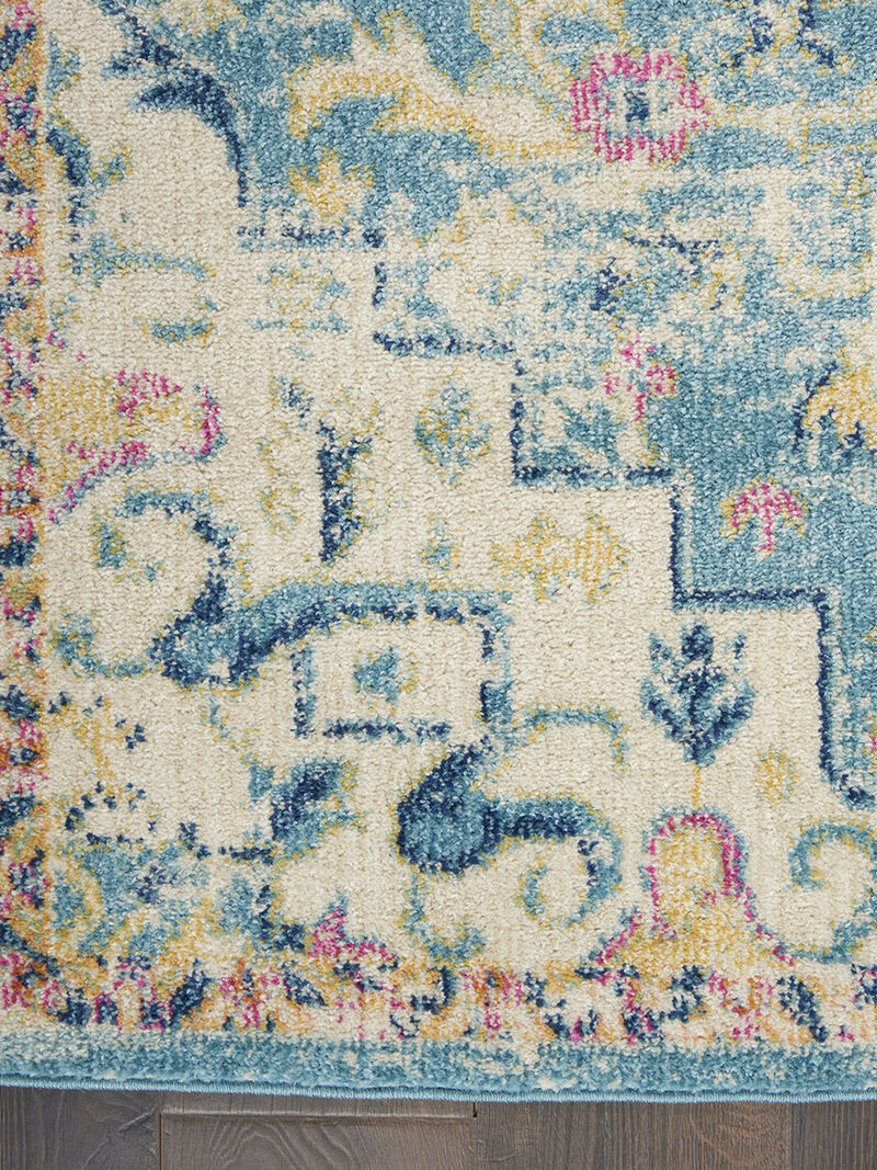 Passion PSN25 Ivory/Light Blue 2'2" x 10' Rug image number 2