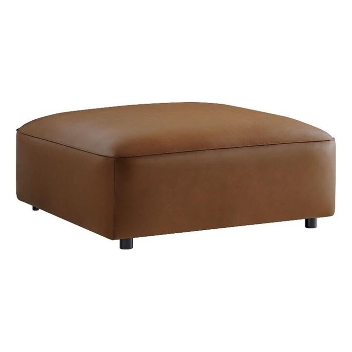 Modway Auren Vegan Leather Ottoman in Coffee - Large Square Faux Leather Foot Rest - Oversized Ottoman Seat for Living Room, Apartment, Loft
