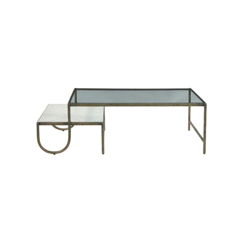 World Interiors Sonoma 52" Nesting Coffee Table with Glass and Marble Top image number 4