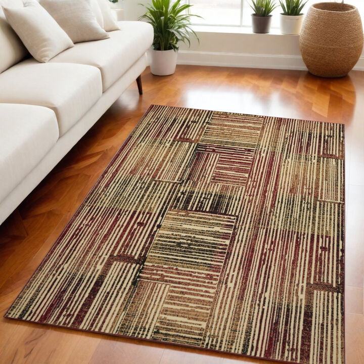 HomeRoots Striped Non Skid Area Rug