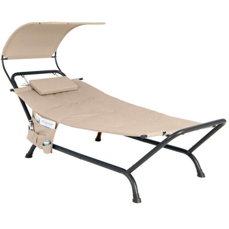 Outdoor Hammock-Style Chaise Lounge Chair Cot with Canopy and Storage Bag for Relaxing and Convenient Outdoor Comfort