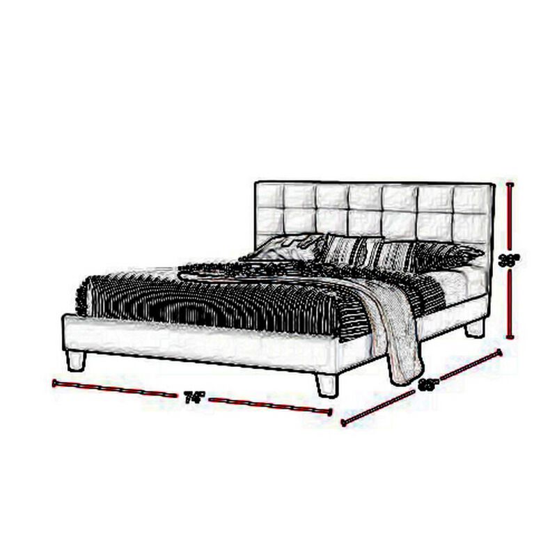 Dex Modern Platform California King Bed, Tufted Upholstery, Light Gray - Benzara