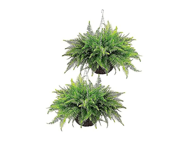 Outdoor Fake Hanging Fern Artificial Ferns 2 Pack Large Faux Boston Bushes UV image number 0