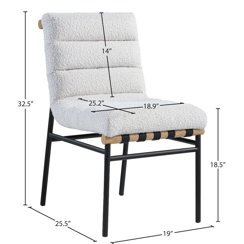 Meridian Furniture Burke Cream Boucle Fabric Dining Chair, Set of 2