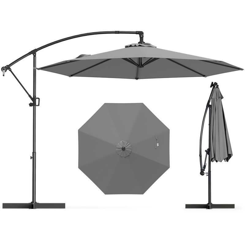 Offset Hanging Patio Umbrella with Base &ndash; Infinite Tilt Cantilever Design