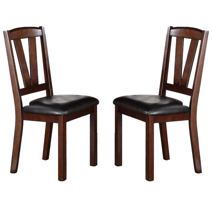 Streamdale Walnut Wood Framed Back Dining Chairs w/ Cushions (Set of 2)
