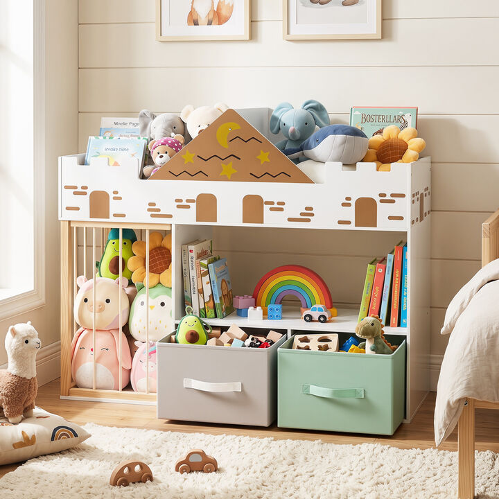 Kids Toy Organizer with Open Shelves and Stuffed Animal Storage