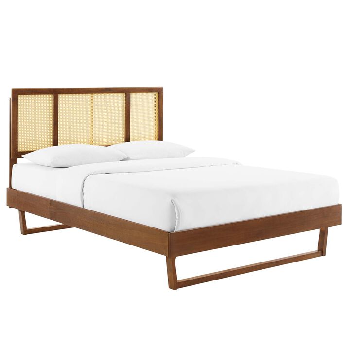 Modway - Kelsea Cane and Wood King Platform Bed with Angular Legs