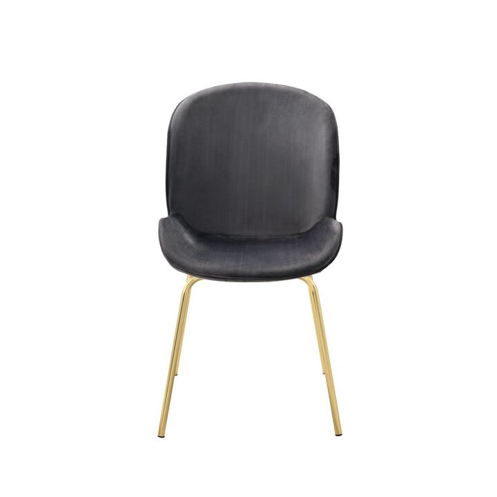 Chuchip Side Chair (Set-2) in Gray Velvet & Gold