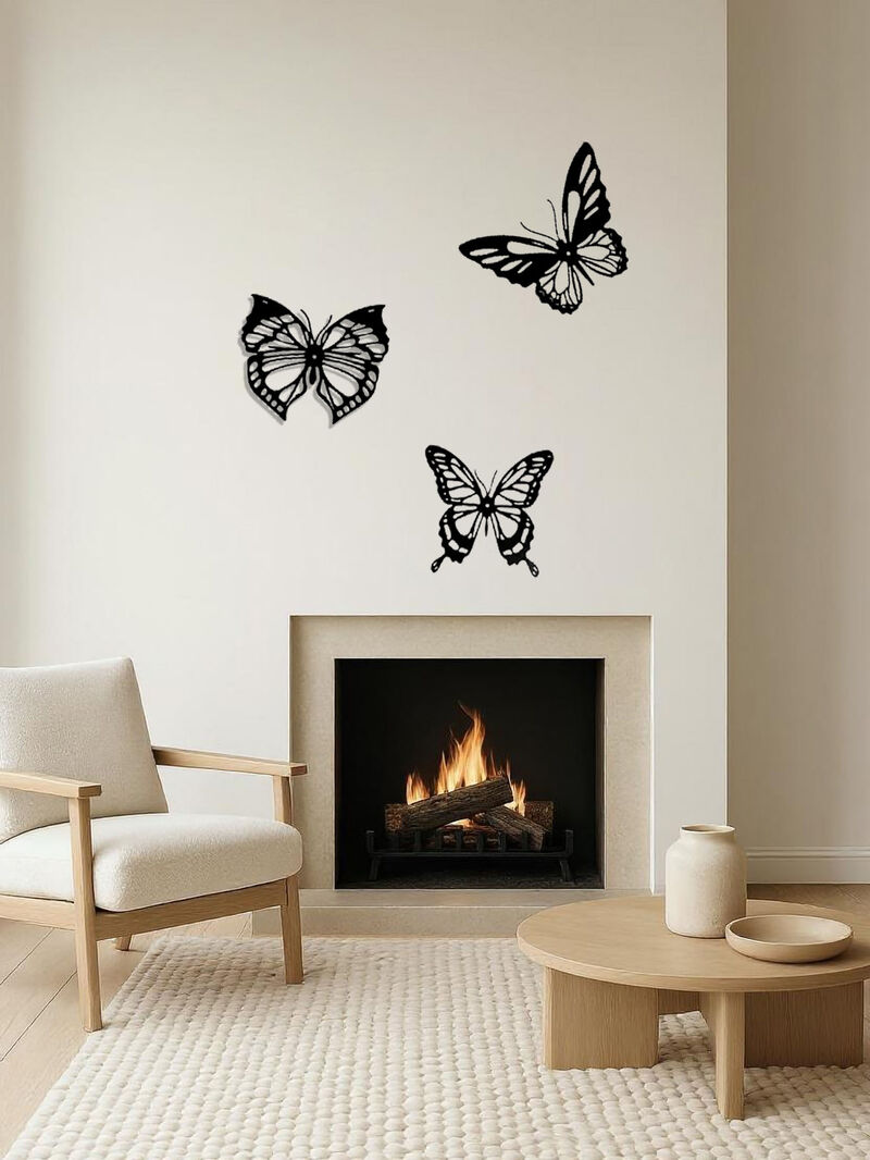 3-Piece Metal Insect Wall Decor Set, Dragonfly Hummingbird Butterfly image number 5