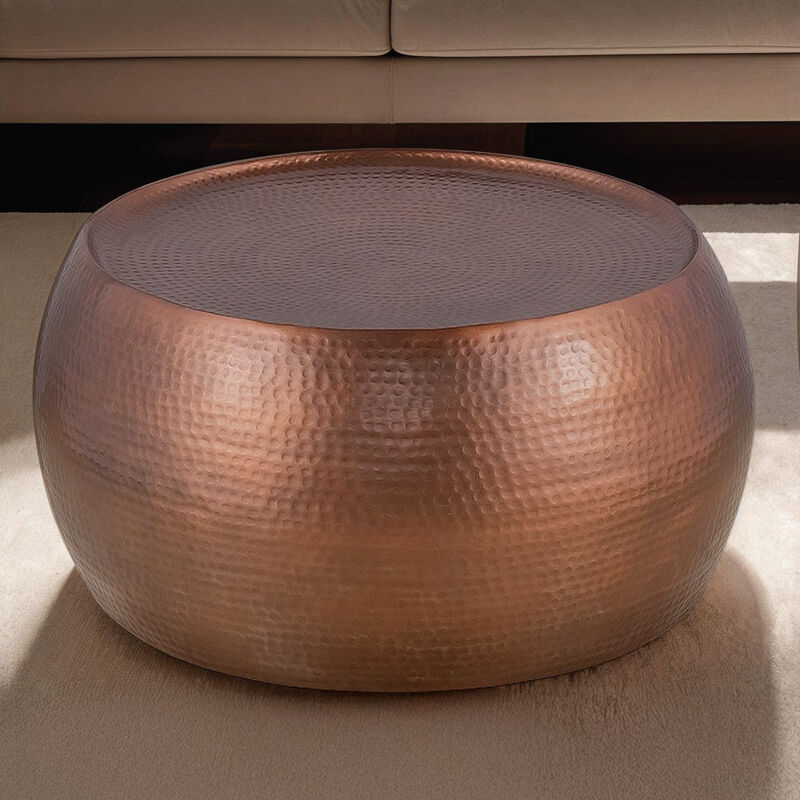 Jorevyn Gold Hammered Coffee Table image number 1