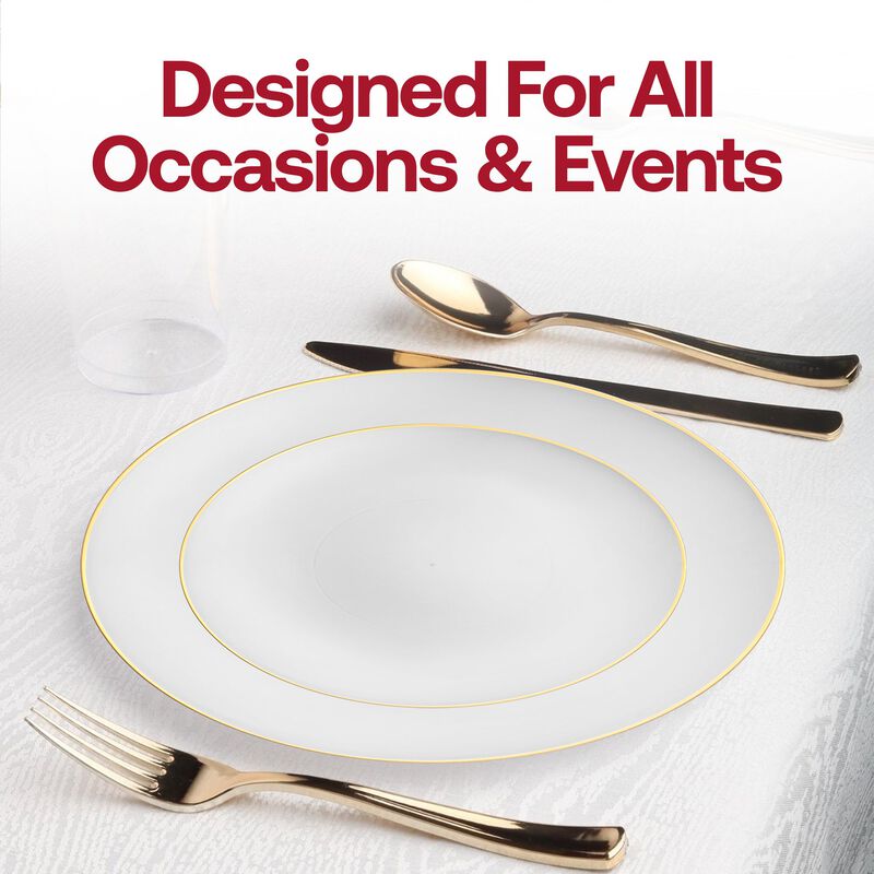 Gold Rim Organic Round Plastic Wedding Value Set image number 6
