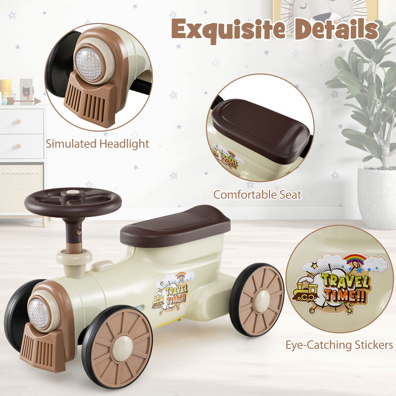 Toddler Ride-On Toy with Steering Wheel and Push-Button Train Whistle image number 6