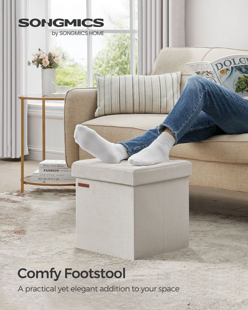 Reinforced Storage Ottoman Foot Stool &ndash; Compact Seating with Hidden Storage and 660 lb Weight Limit