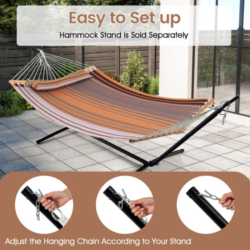 Patio Swing Hammock Bed &ndash; Folding Outdoor Lounger with Detachable Pillow