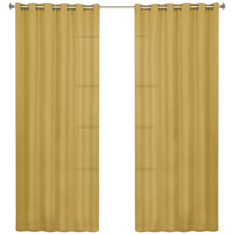 Modern Solid Blackout Curtain Panels Set of 2 Room Darkening Drapes image number 0