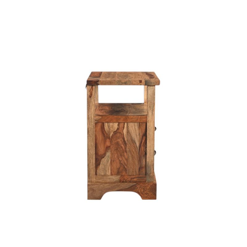 HomeRoots 27" Brown Solid Wood Two Drawer Nightstand image number 2