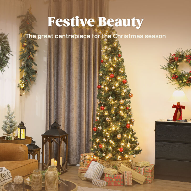 BreeBe 7 ft Prelit Christmas Tree with 300 LED Lights and Metal Stand image number 3