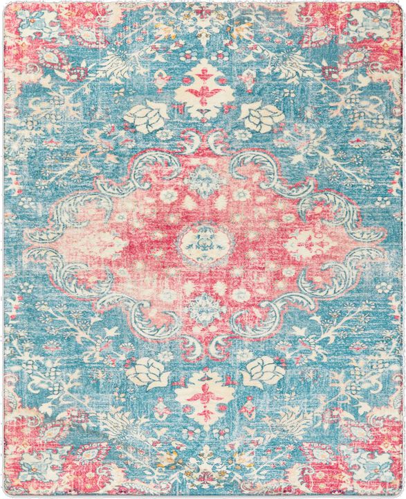 HomeRoots Medallion Distressed Washable Area Rug