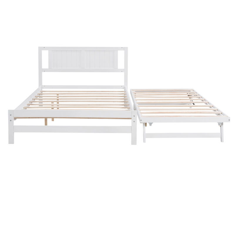 Merax Platform Bed with Adjustable Trundle