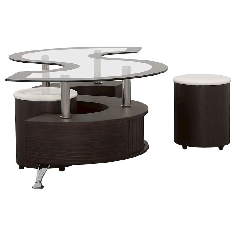 Coaster Co. of America Buckley 3-piece Coffee Table and Stools Set Cappuccino