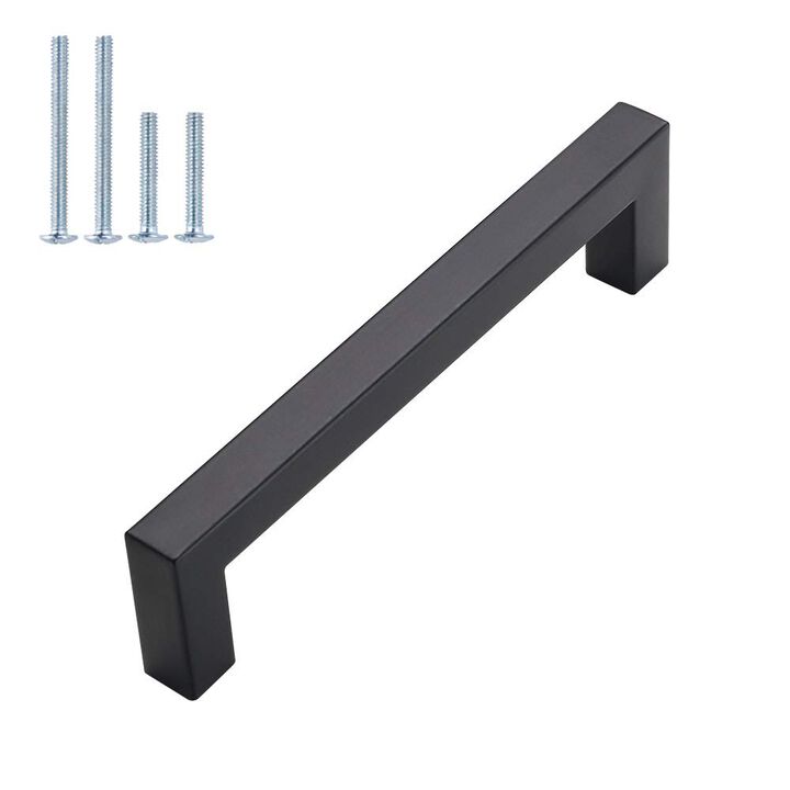 homdiy 10 Pack 5 Inch Black Cabinet Pulls Square Black Drawer Handles - Matte Black Kitchen Cabinet Handles Black Handles for Ca
