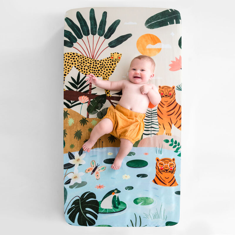 In the Jungle 100% Cotton Fitted Crib Sheet
