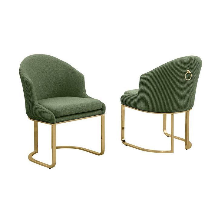 Best Quality Furniture Green With Gold Side Chairs, Set Of Two