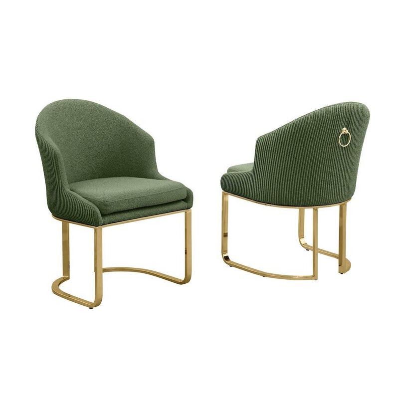 Best Quality Furniture Green With Gold Side Chairs, Set Of Two