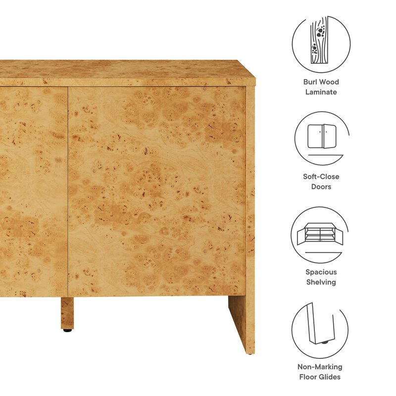 Modway Hudson Burl Wood Sideboard with 2 Doors in Natural - Modern Buffet Cabinet - 40 Inch Storage Accent Cabinet with Soft-Close Doors - Console Table for Dining Room Hallway Entryway Kitchen image number 3