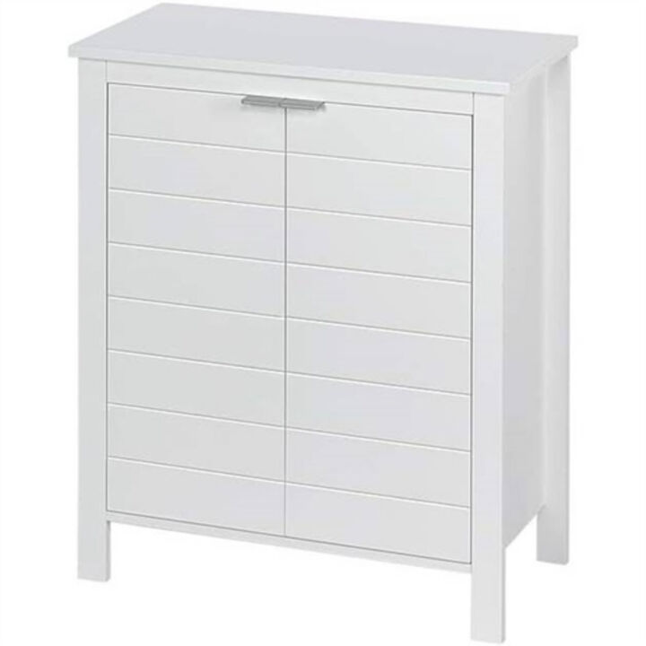 Bathroom Linen Storage Cabinet in Warm Wood Finish with Handy Shelf