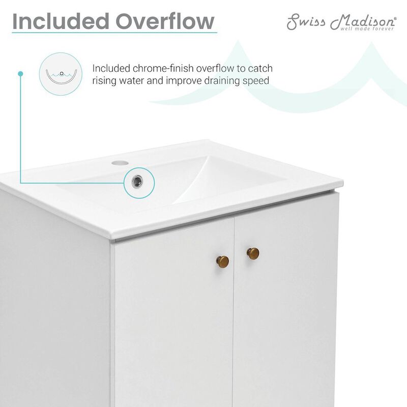 Manoir 24" Freestanding Bathroom Vanity in White with Sink Top image number 4