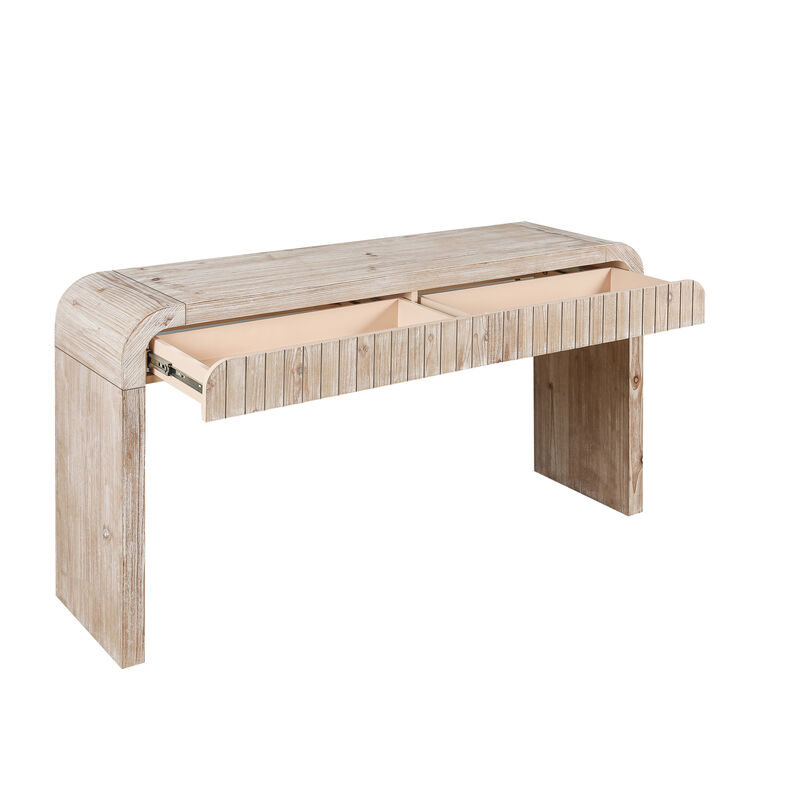 GOODSILO 59 Inch Vintage Crafted Farmhouse Console Entryway Table with Two Hidden Handle Drawers, Easy Assembly for Entrance, Dining, Living Room and Hallway Use image number 8
