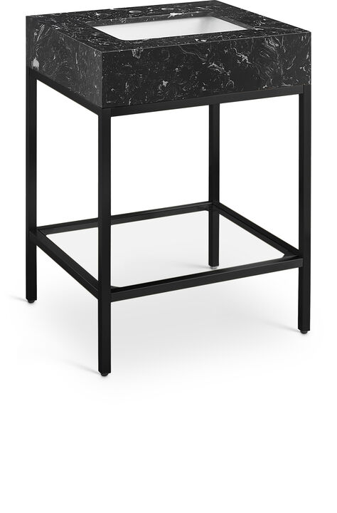 Meridian Furniture Marmo Black Engineered Marble Bathroom Vanity